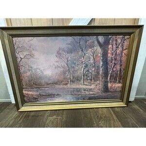 Vintage Robert Wood "October Morn" 1956 Framed Landscape Art Print